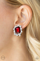 Paparazzi Prime Time Shimmer Red Clip-On Earrings
