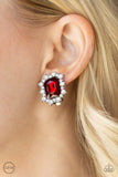 Paparazzi Prime Time Shimmer Red Clip-On Earrings