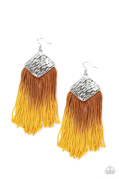 Paparazzi DIP The Scales Yellow Earrings
