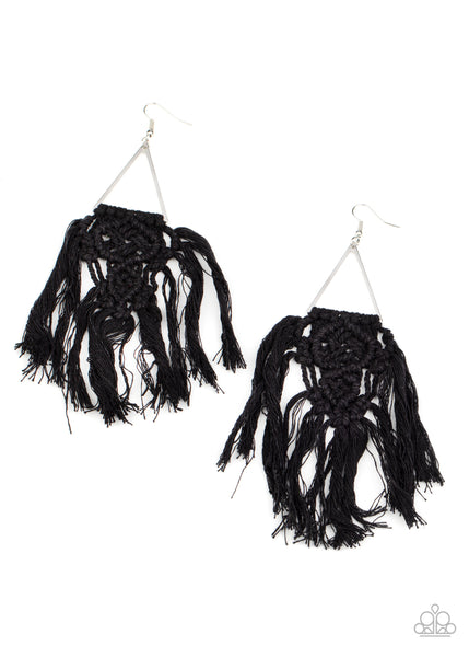 Paparazzi Modern Day Macrame' Black Earrings