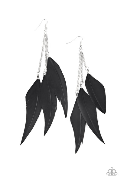 Paparazzi West Side Western Black Earrings