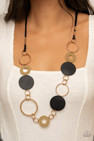 Paparazzi Sooner or LEATHER Black Necklace