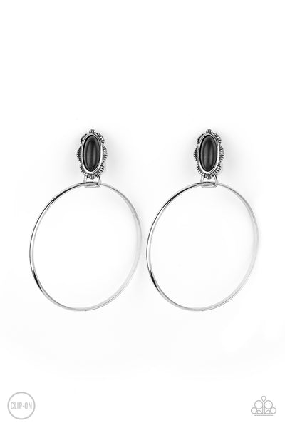 Paparazzi At Long LASSO Black Clip-On Earrings