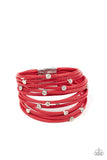 Paparazzi Fearlessly Layered Red Bracelet