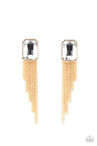 Paparazzi Save for a REIGNy Day Gold Earrings