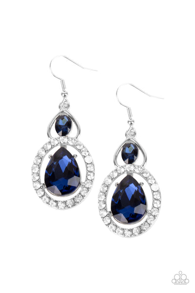 Paparazzi Double The Drama Blue Earrings