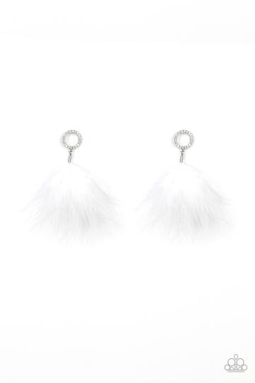 Paparazzi BOA Down White Earrings