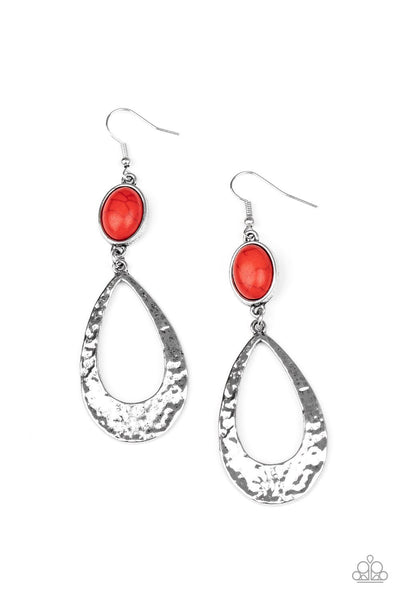 Paparazzi Badlands Baby Red Earrings