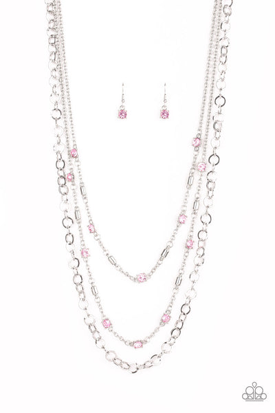 Paparazzi Metro Mixer Necklace- Pink - ChiTown Chick Bling Boutique 