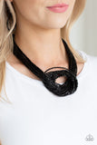 Paparazzi Knotted Knockout Black Necklace