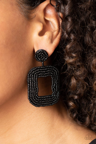 Paparazzi Beaded Bella Black Earrings