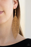 Paparazzi Feather Fantasy Gold Earrings