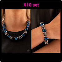 Paparazzi Interstellar Influencer Necklace & Power Pose Bracelet Blue