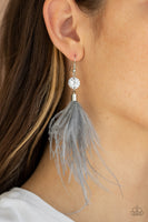 Paparazzi Feathered Flamboyance Silver Earrings