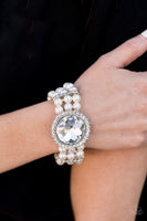 Paparazzi Speechless Sparkle White Bracelet - Fall Preview