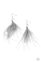 Paparazzi Feathered Flamboyance Silver Earrings