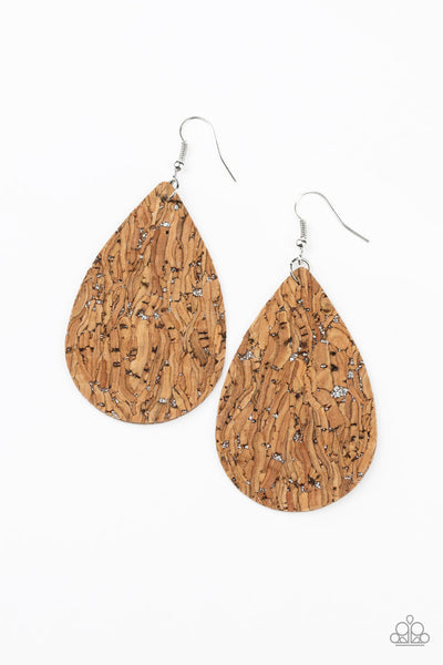 Paparazzi CORK It Over Silver Earrings