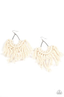 Paparazzi Wanna Piece Of MACRAME? White Earrings