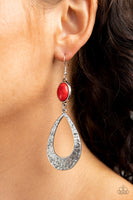 Paparazzi Badlands Baby Red Earrings