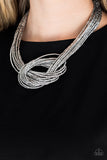 Paparazzi Knotted Knockout Silver Necklace