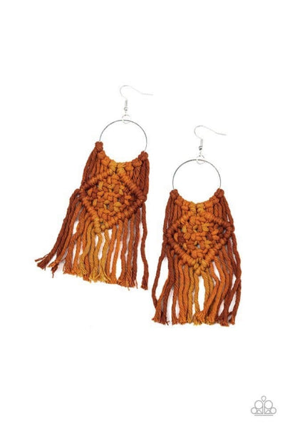 Paparazzi Macramé' Rainbow Brown Earrings