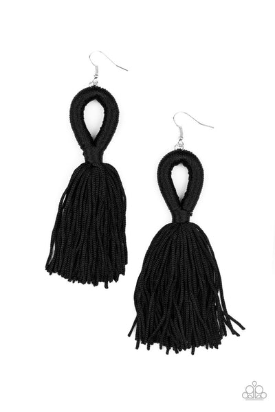 Paparazzi Tassels and Tiaras Black Earrings