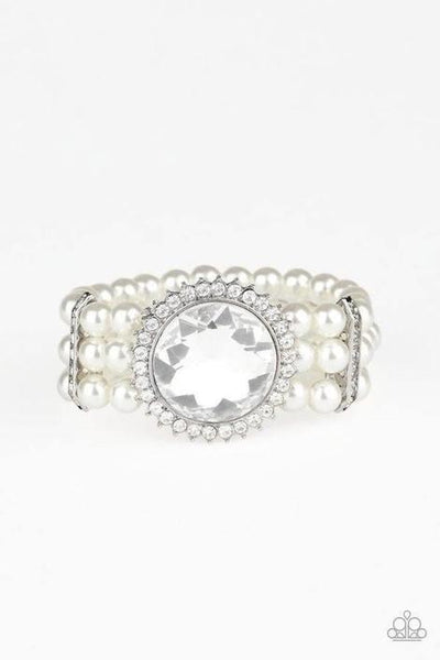 Paparazzi Speechless Sparkle White Bracelet - Fall Preview