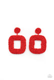 Paparazzi Beaded Bella Red Earrings