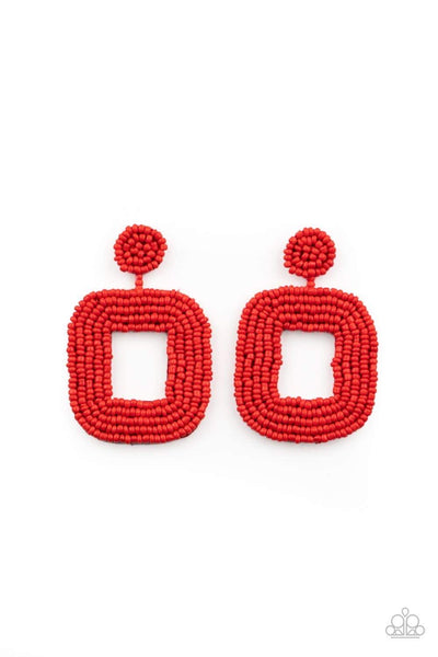 Paparazzi Beaded Bella Red Earrings