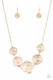 Paparazzi Rosy Rosette Gold Necklace