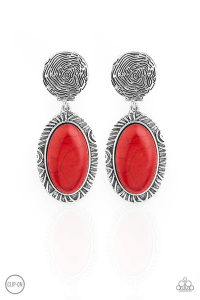 Paparazzi Southern Impressions Red Clip-On Earrings