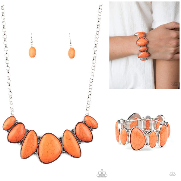 Paparazzi Primitive and Feel At HOMESTEAD - Orange Necklace and Bracelet Set