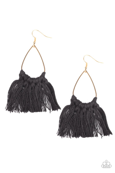 Paparazzi Tassel Treat Black Earrings