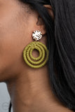 Paparazzi Whimsically Wicker Green Earrings