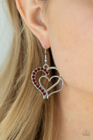 Paparazzi Double The Heartache Red Earrings