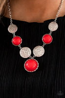 Paparazzi Boardwalk Boho  & Red  Bohemian Bombshell Necklace and Bracelet Set