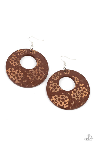 Paparazzi Galapagos Garden Party Brown Earrings