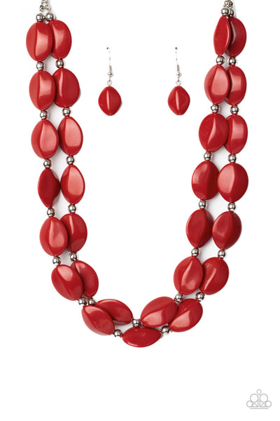 Paparazzi Two-Story Stunner Red Necklace