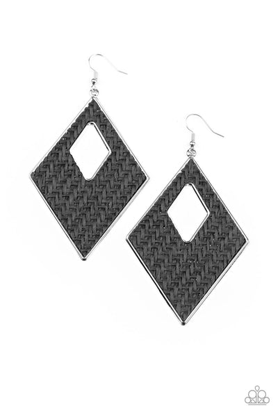 Paparazzi Woven Wanderer Black Earrings