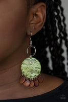 Paparazzi Beach Waves Green Earrings