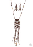 Paparazzi Macrame Majesty Brown Necklace