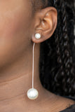 Paparazzi Extended Elegance White Earrings