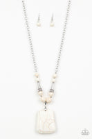 Paparazzi Sandstone Oasis  White Necklace