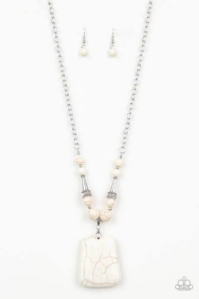 Paparazzi Sandstone Oasis  White Necklace