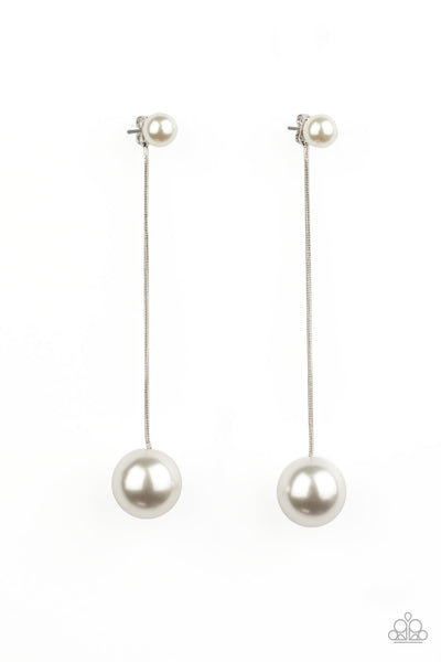 Paparazzi Extended Elegance White Earrings