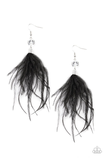 Paparazzi Feathered Flamboyance Black Earrings