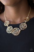 Paparazzi Rosy Rosette Gold Necklace