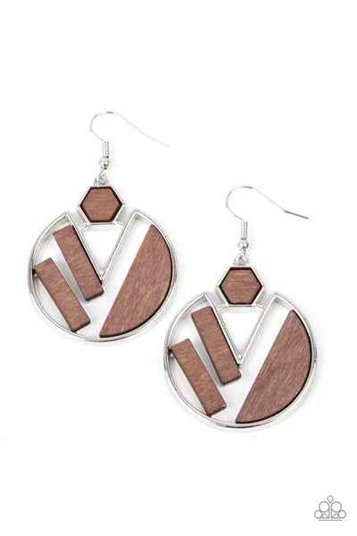 Paparazzi Petrified Posh Brown Earrings