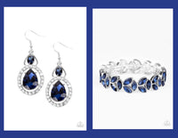 Paparazzi Gilded Gardens - Blue & Double The Drama - Blue Earrings and Bracelet Set