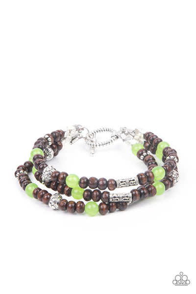 Paparazzi Woodsy Walkabout Green Bracelet